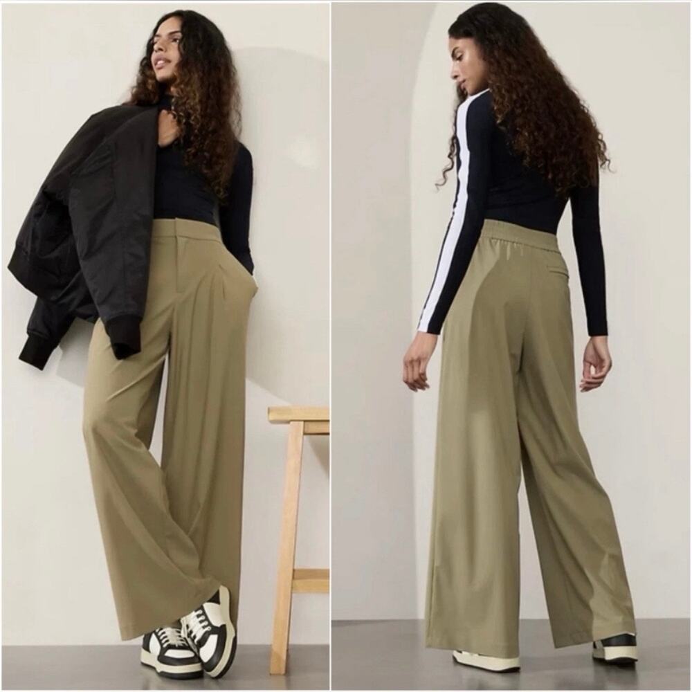 NWOT Athleta Pinnacle High Rise Trouser Pants size 14 Olive Branch